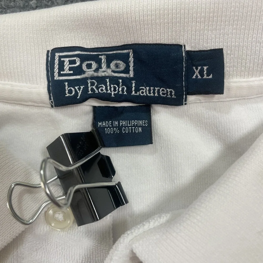 VTG Polo Ralph Lauren Terry Cloth Polo Men's XLarge White Pullover Golf Tennis - Picture 9 of 11